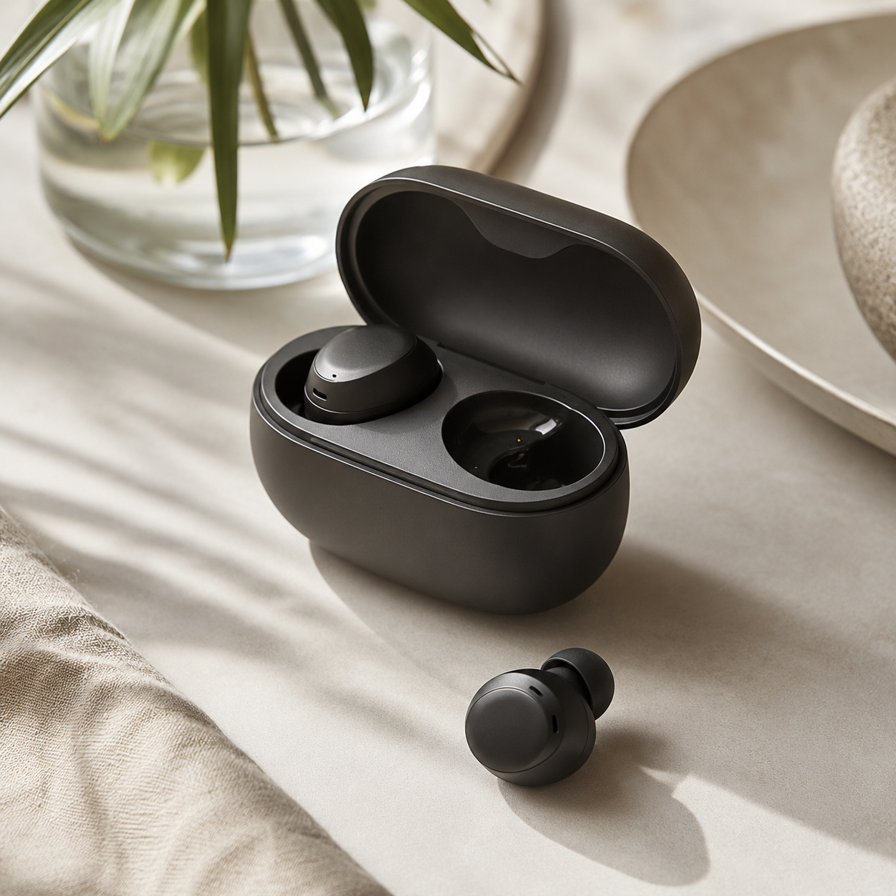 Wireless earbuds with charging case